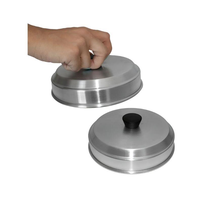 Kit 2 Tampas Abafadores de Hamburguer Alumínio 16cm - 2 Unidades
