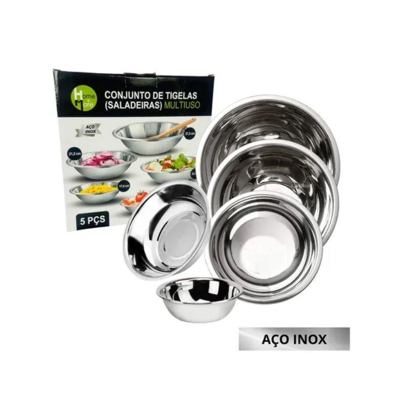 Kit 5 Tijelas Bowls Multiuso Inox - 5 Unidade