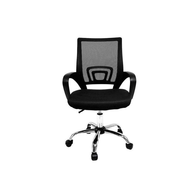 Cadeira Escritório Regulável Giratória Arco Estofado Tela Mesh Preta