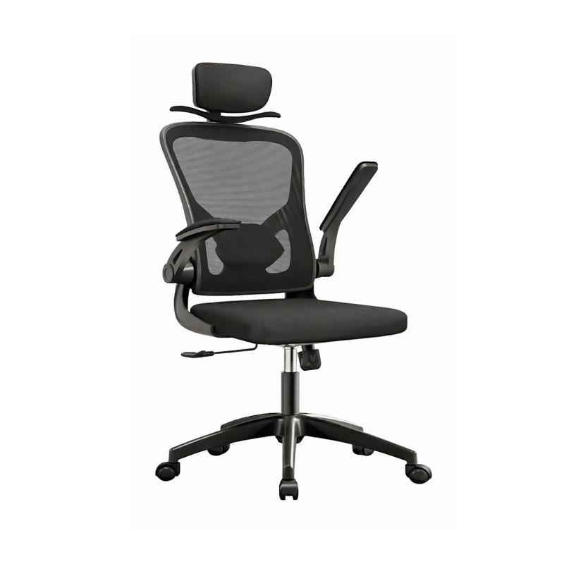 Cadeira Escritório Ergonômica Regulável Giratório com Suporte Tela Mesh Preto