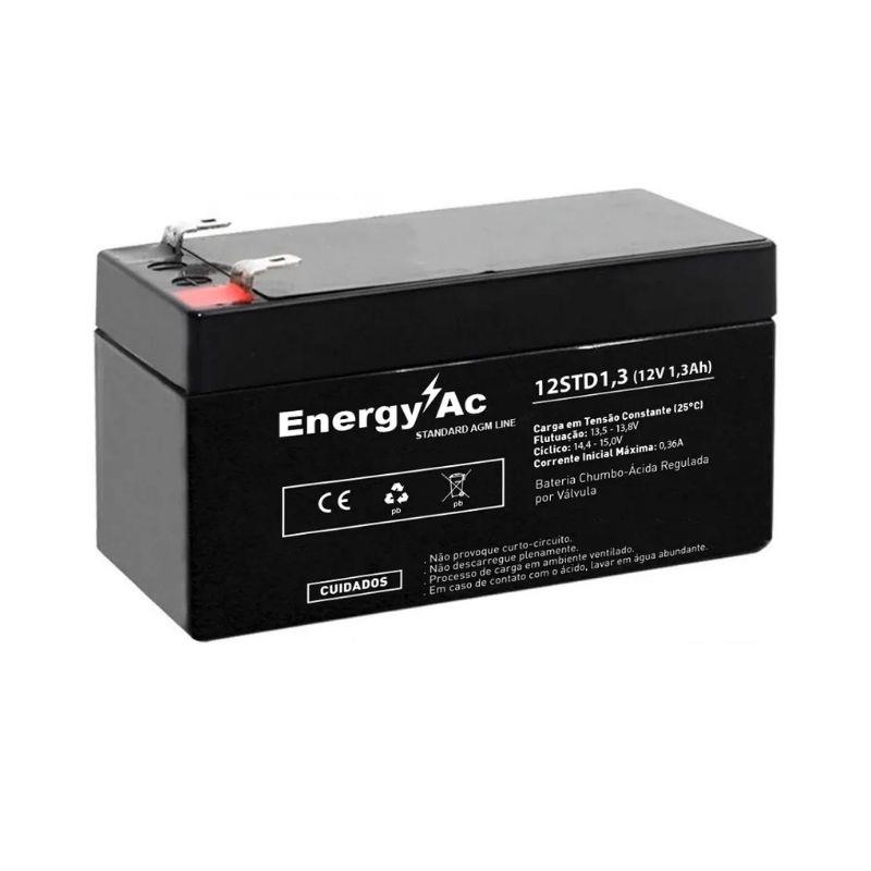 Bateria Selada AGM 12V 1.3Ah Relógio de Ponto, Cerca Elétrica, Alarmes 12STD1.3 Fortim