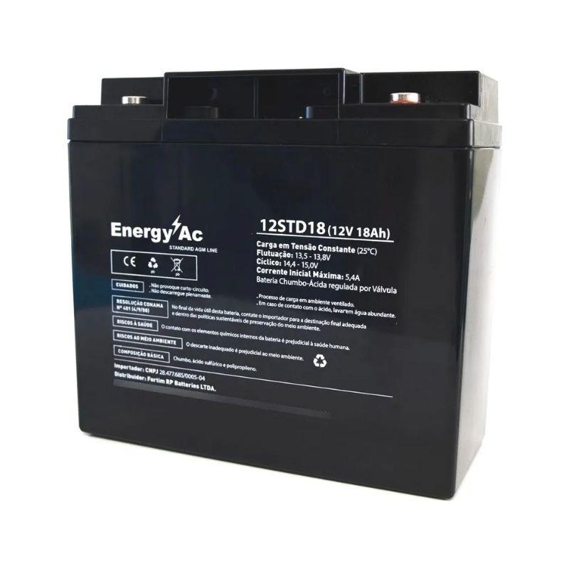 Bateria Selada AGM 12V 18Ah Bicicleta Elétrica, Scooter, Patinete 12STD18 Fortim
