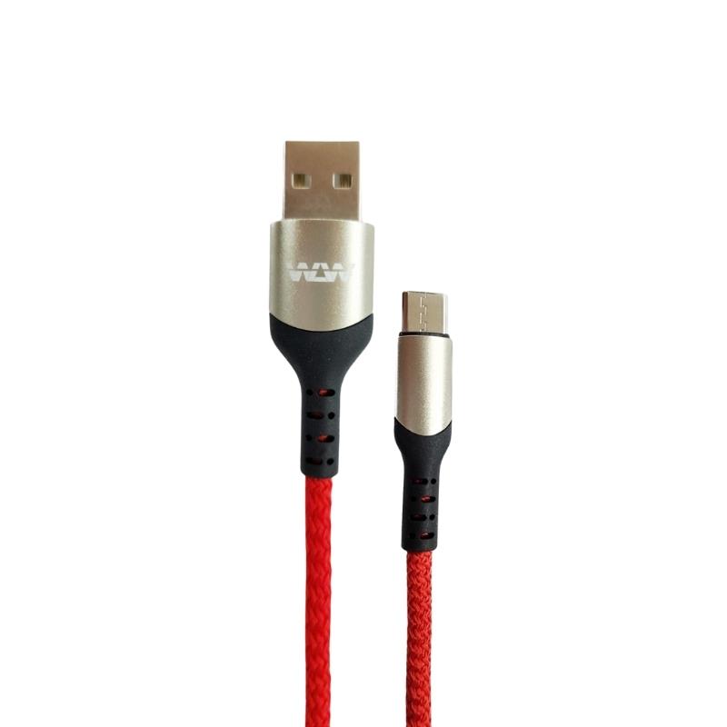 Cabo Malha USB x Tipo C 1m - Vermelho