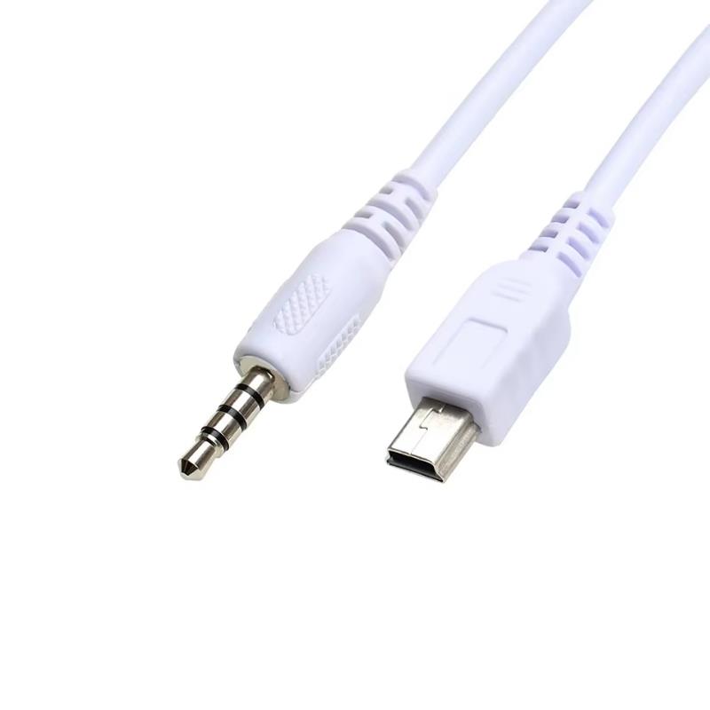 Kit 5 Cabos Áudio P3 Macho x Mini USB V3 Macho 50cm - Branco