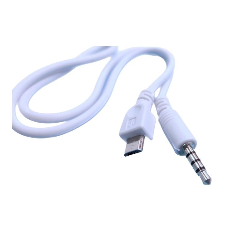 Kit 5 Cabos Áudio P3 Macho x Micro USB V8 Macho 50cm - Branco