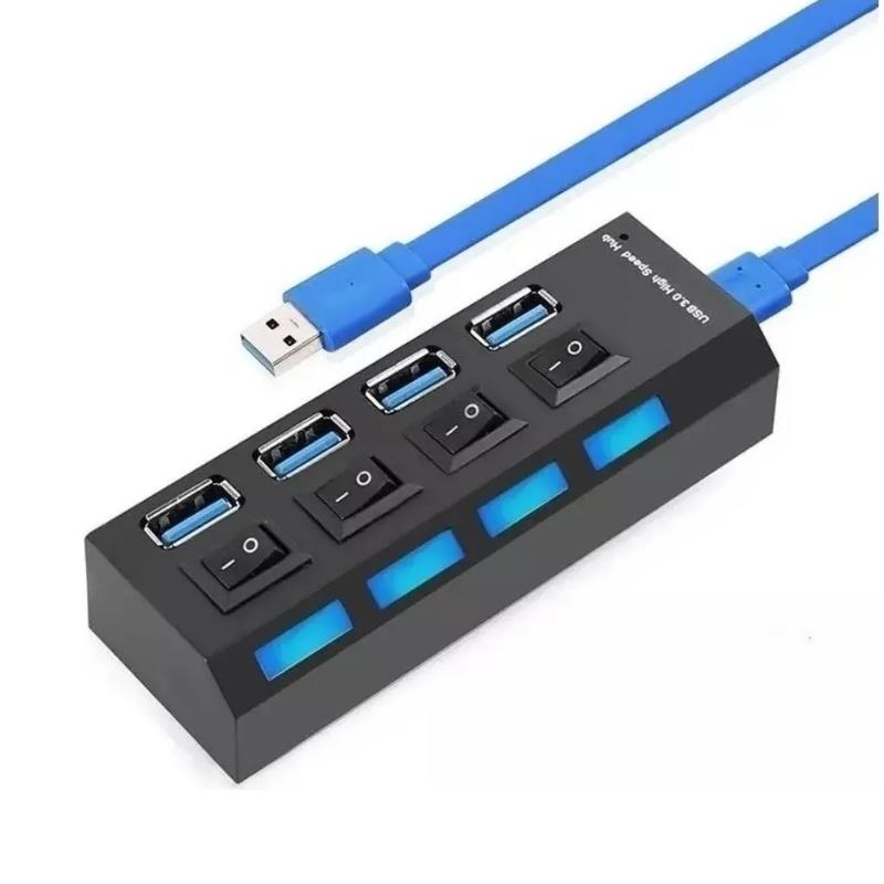 Hub USB 3.0 com 4 Portas e Interruptor 5 Gbps, Cabo de expansão Micro B - 60 cm