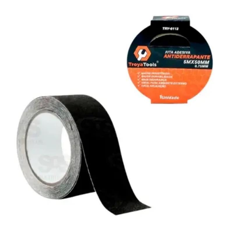 Fita Adesiva Antiderrapante 50mm x 5m Troya Tools - Preta
