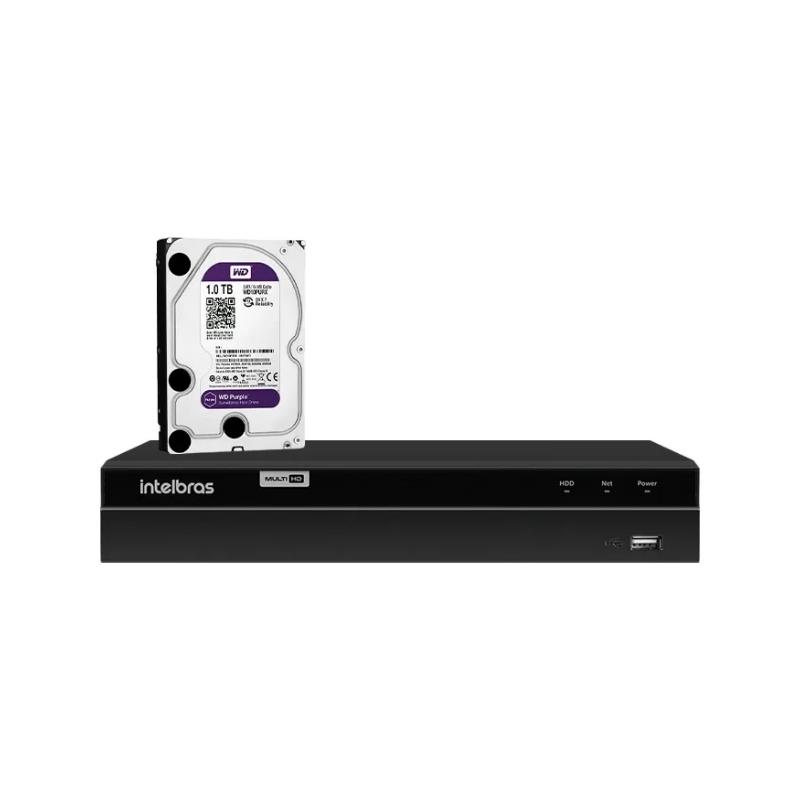 DVR Gravador de Vídeo Digital Multi HD 4 Canais MHDX 1304 Intelbras com HD 1TB WD Purple