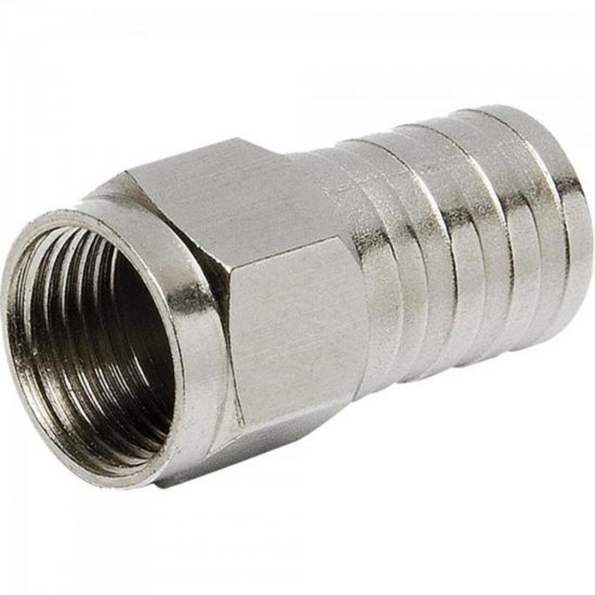 Conector F Tipo Barril Para Crimpar RG59 CONF0006 Níquel Storm - PCT / 100