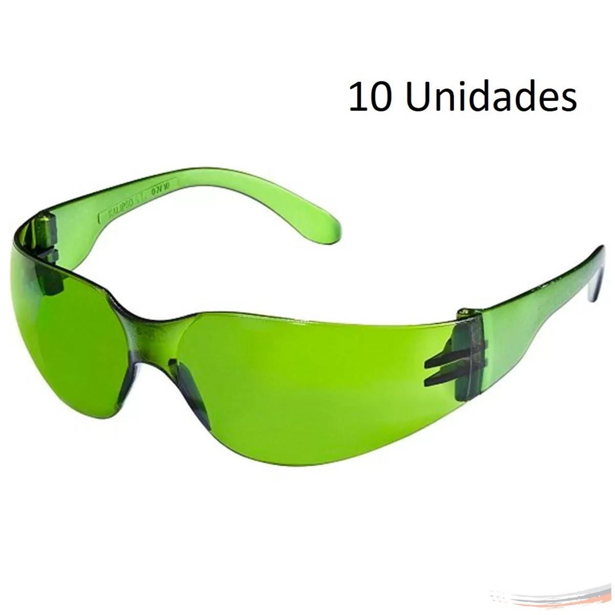 Kit 10 óculos Proteção Segurança Epi Croma Verde Promoção - UN / 10