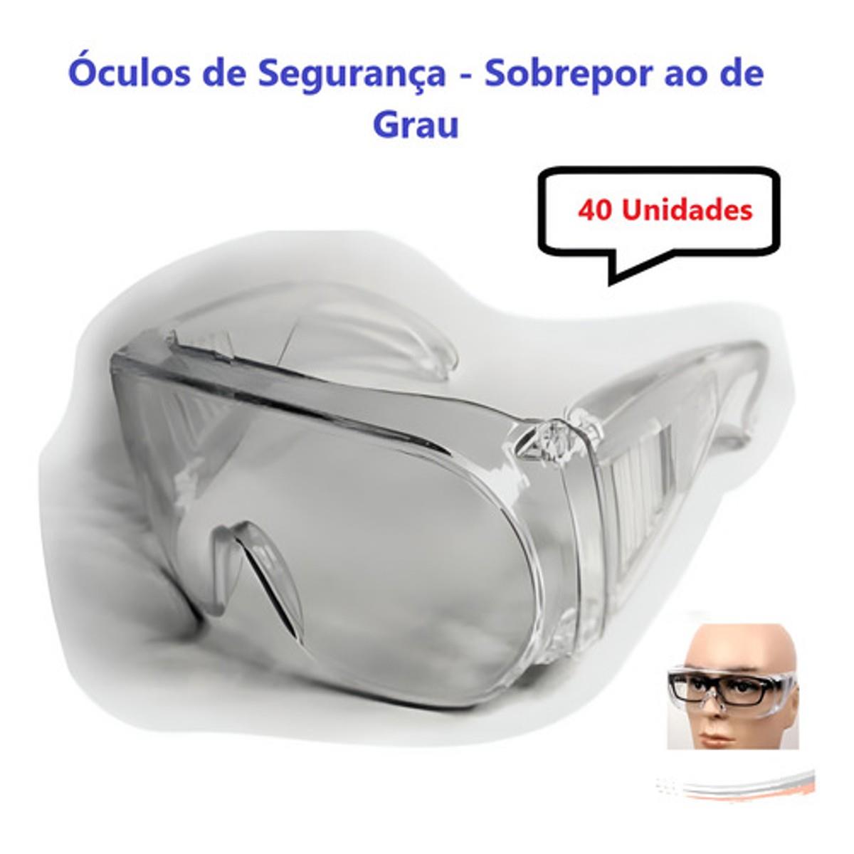 Kit 40 óculos Proteção Epi Segurança Incolor De Sobrepor Ca - UN / 40