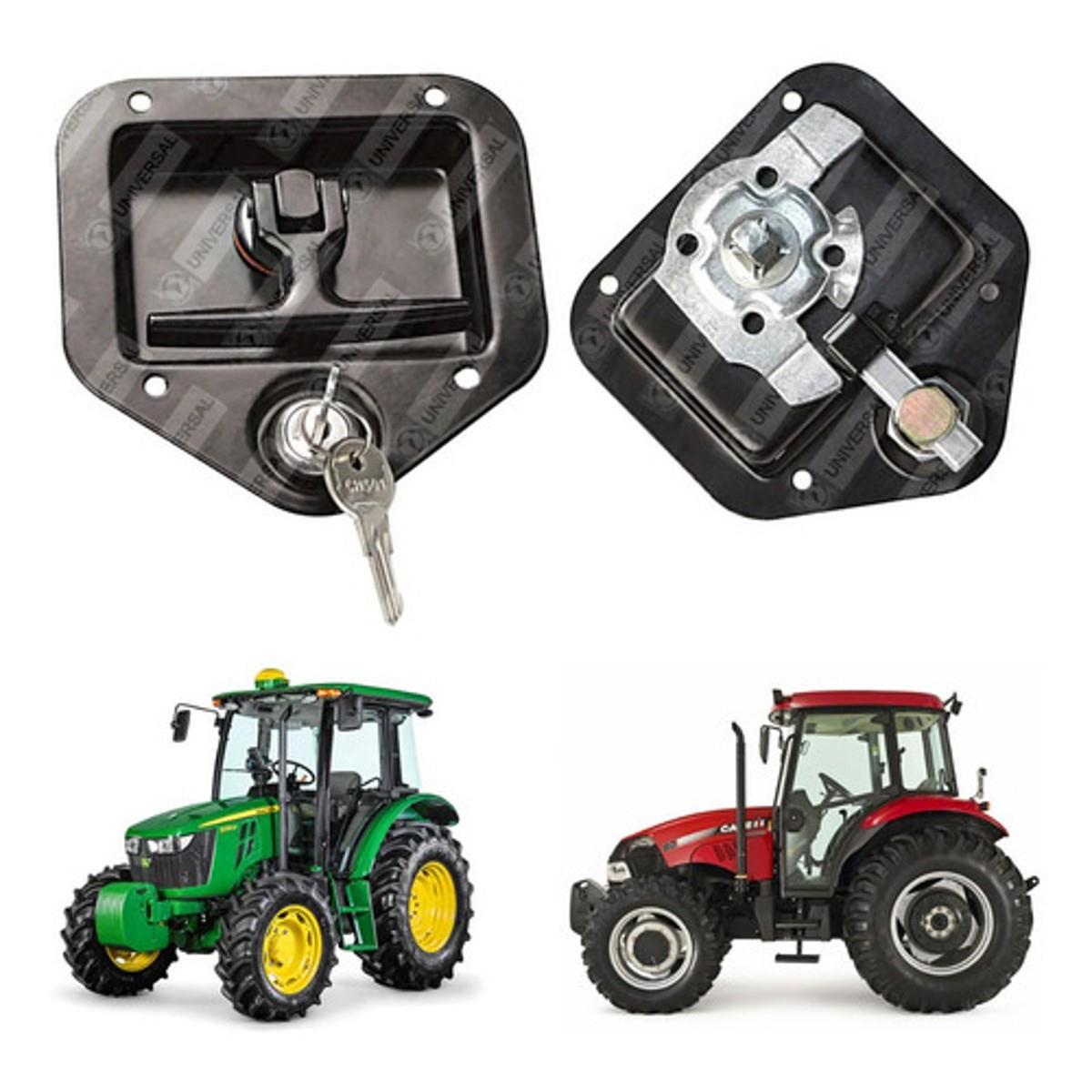Par Puxador Maçaneta Inox Com Chave Veículos Agrícolas Preta - UN / 2