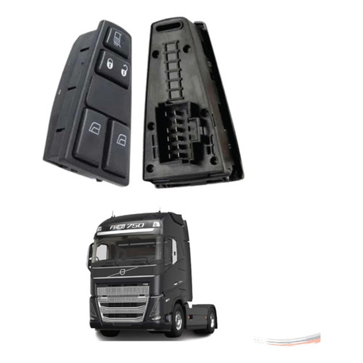 Tecla Vidro Elétrico 12v C/ Desembaçador E Trava Fh12 Fh16