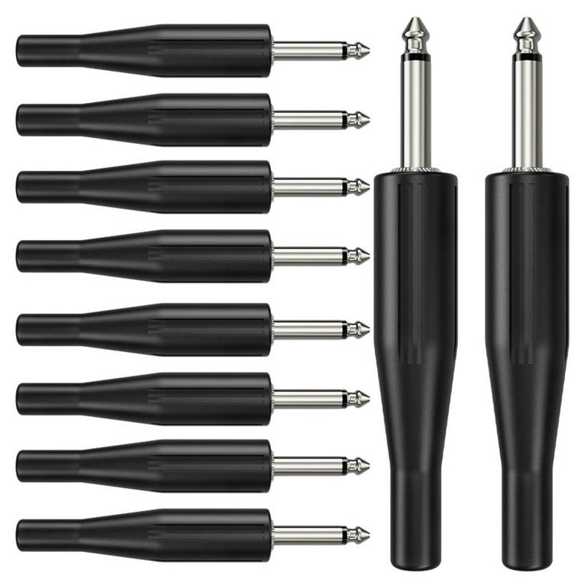 Kit 10 Conectores P10 Mono Preto Wc 181 Wireconex