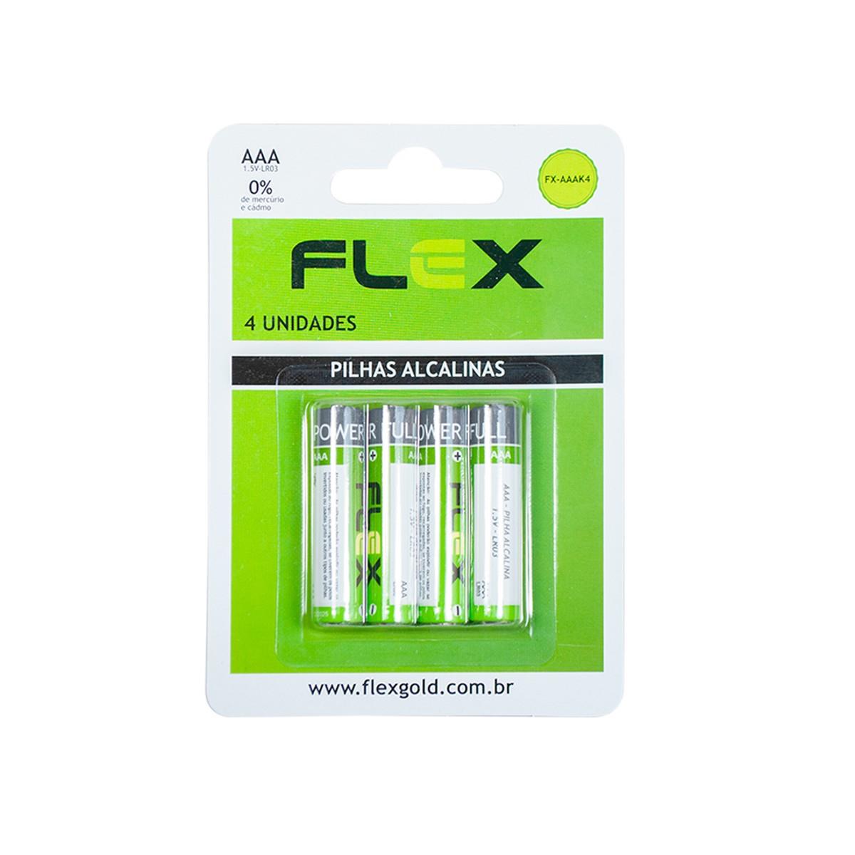 Pilha Aaa Alcalina Cartela Com 4 Unidades Flex