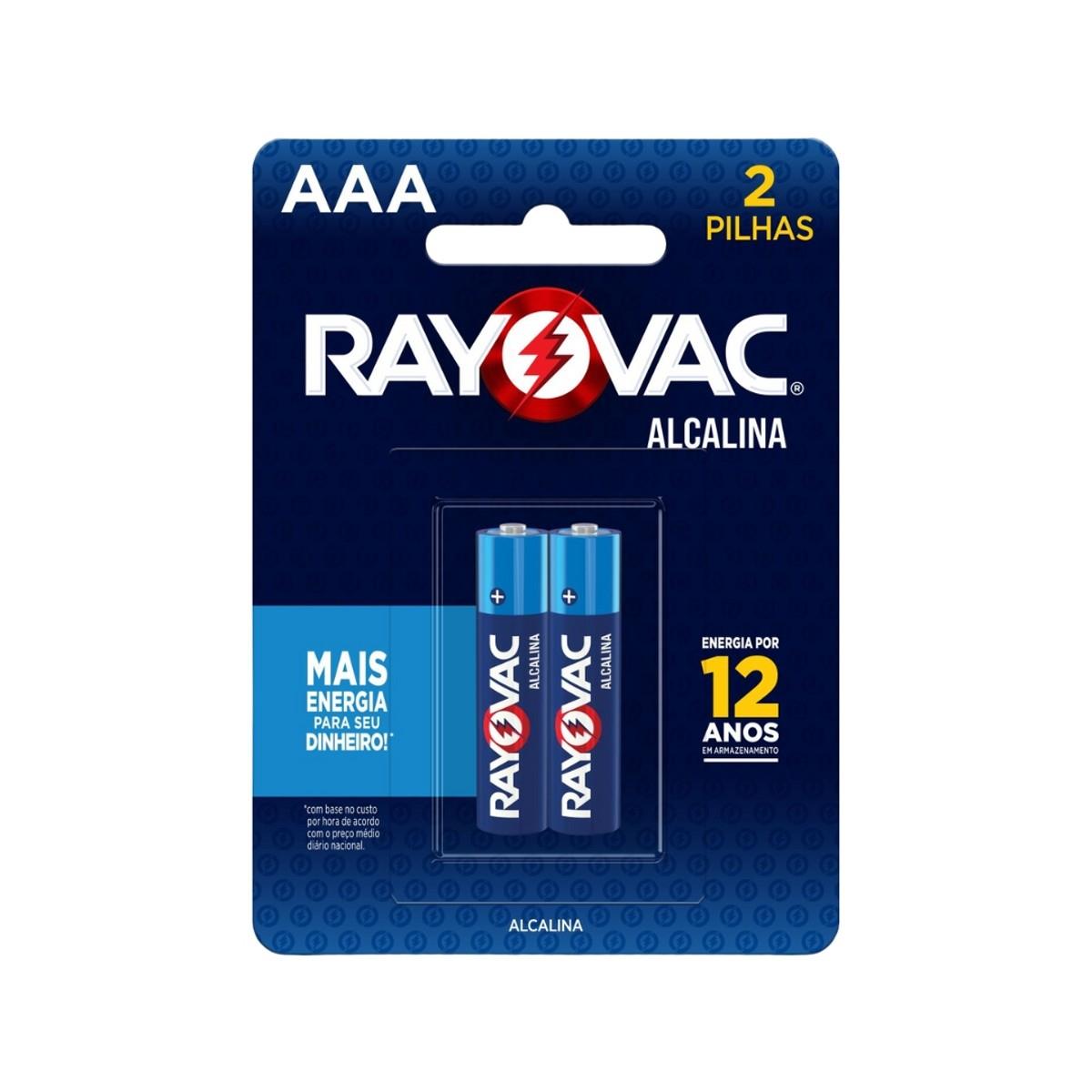 Pilha Alcalina Aaa2 Rayovac Cartela Com 02 Unidades