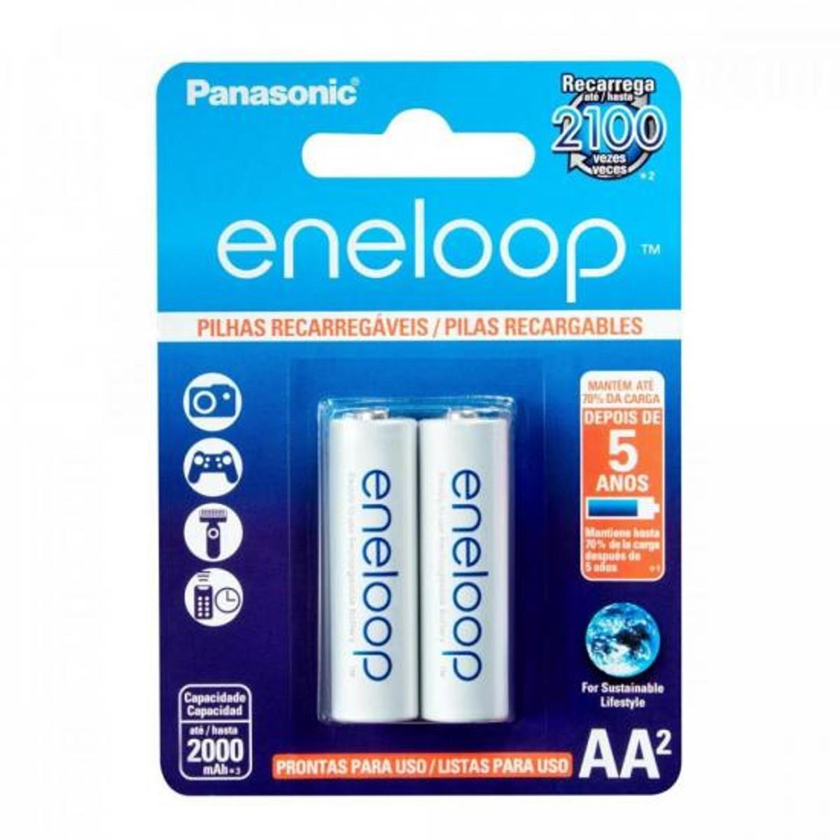 Pilha Recarregável 1,2V AA 2000mAh Eneloop (C/2 Pilhas) Panasonic - CAR / 2