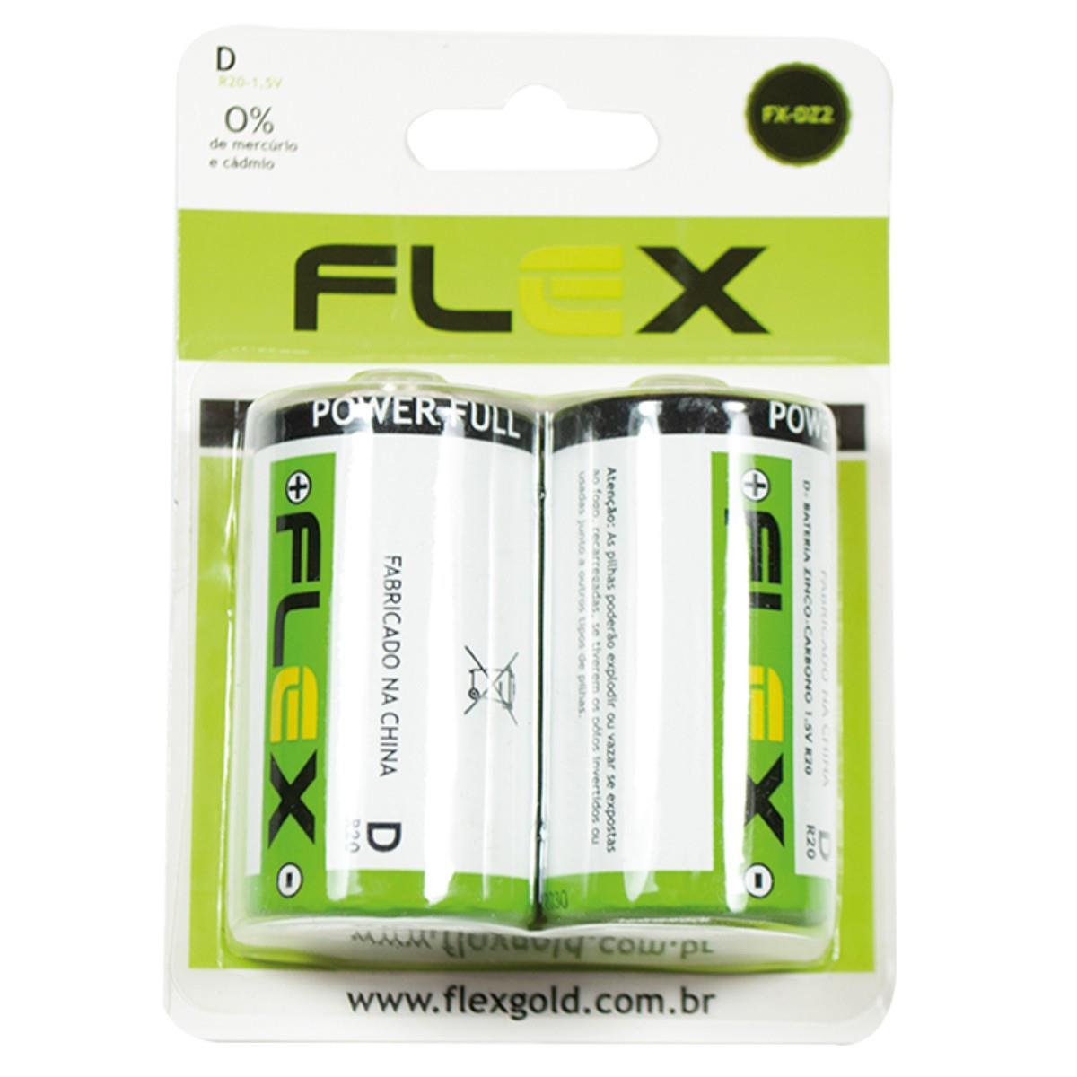 Pilha D Comum Cartela Com 2 Unidades Flex