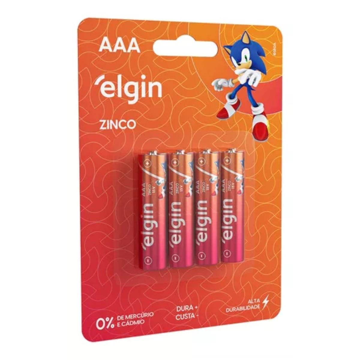 Pilha Zinco Aaa4 Elgin R03 Cartela Com 04 Unidades