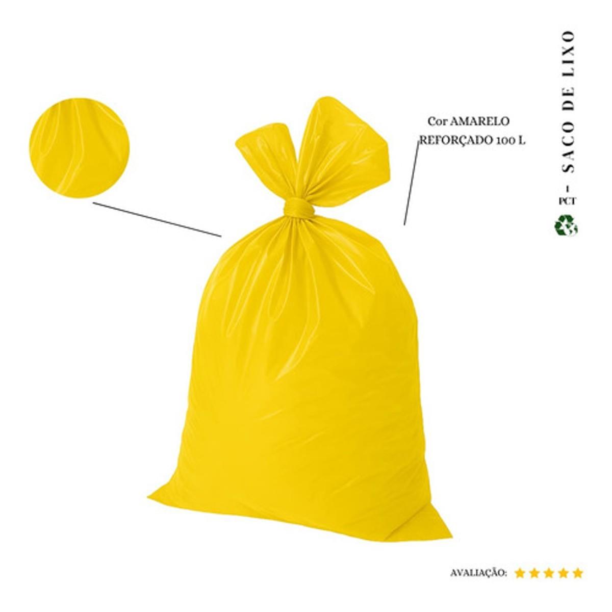 Saco De Lixo 100l Reforçado Amarelo 50 Und