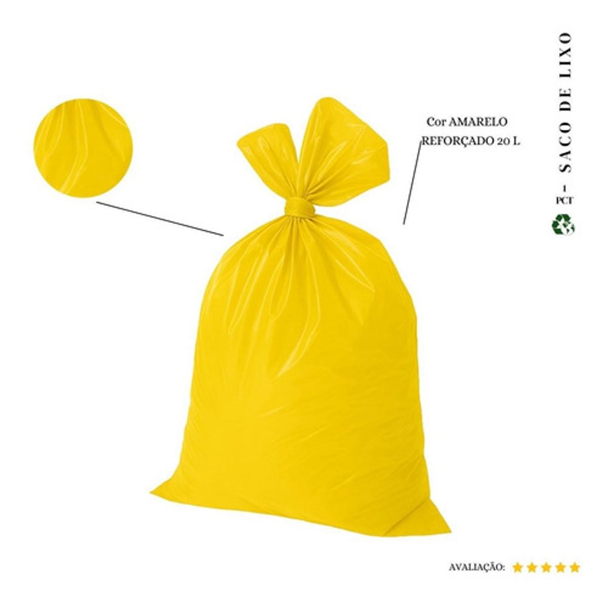 Saco De Lixo  20l Reforçado Amarelo   20 Und
