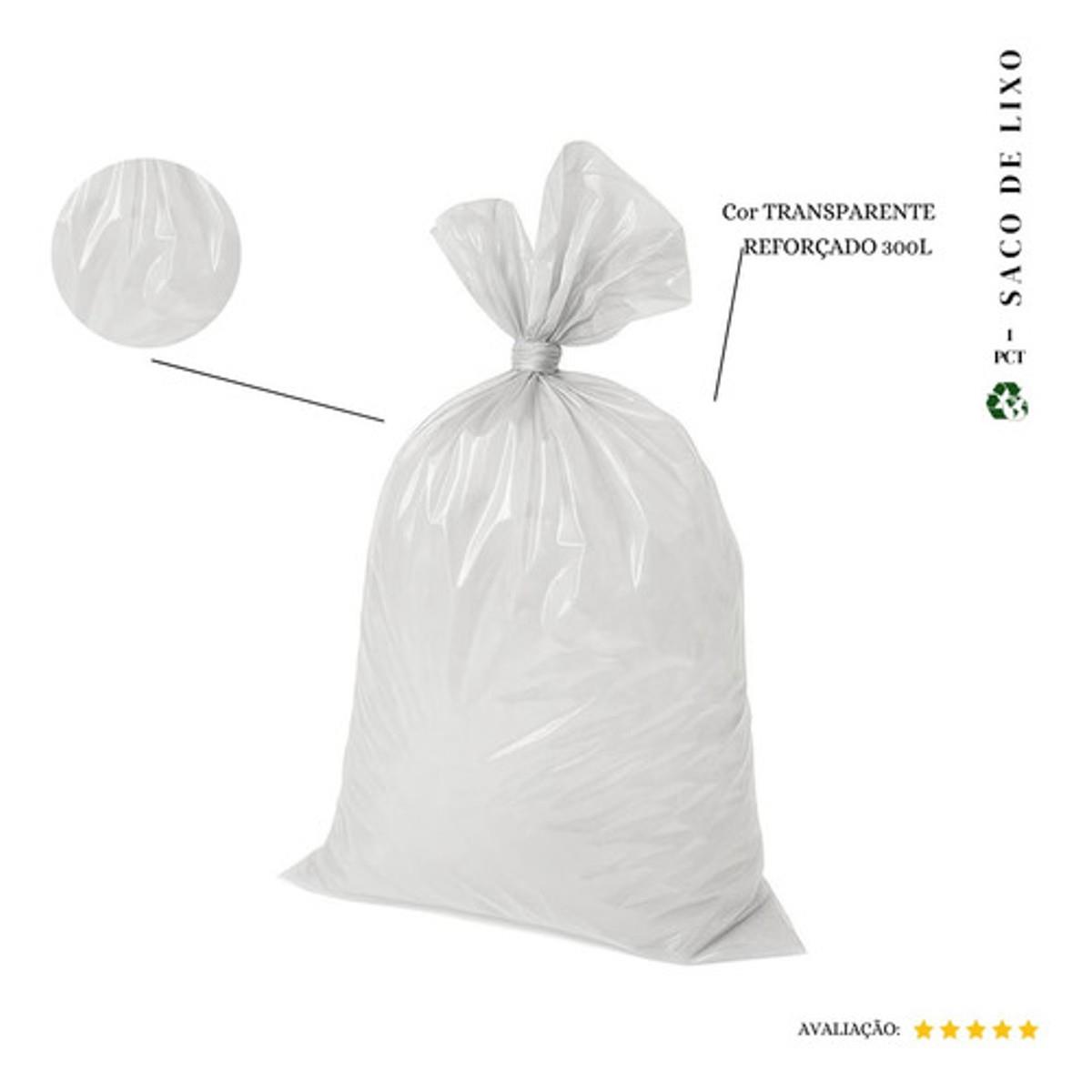 Saco De Lixo 300l Reforçado Transparente 100 Und