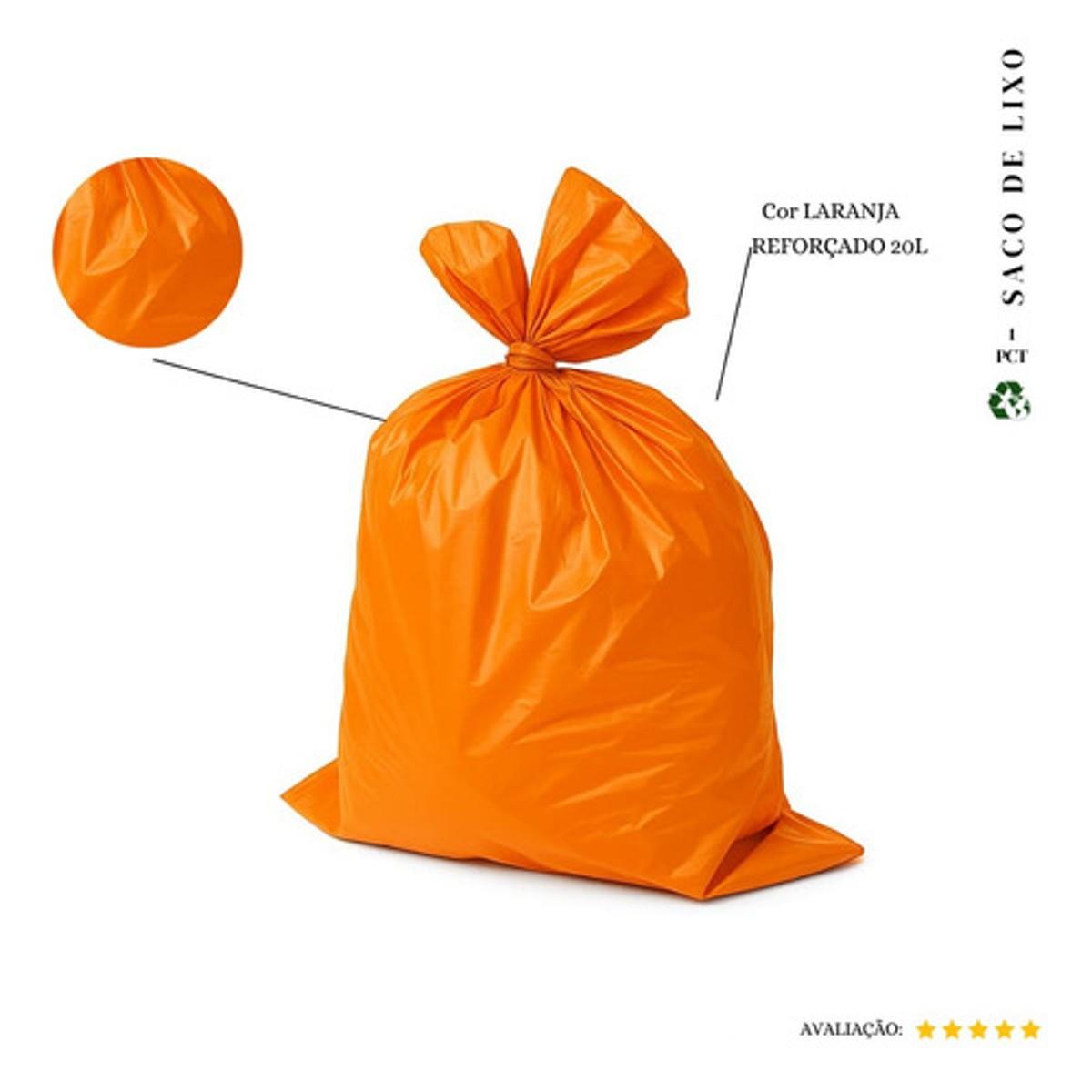 Saco De Lixo 20l Reforçado Laranja 20 Und
