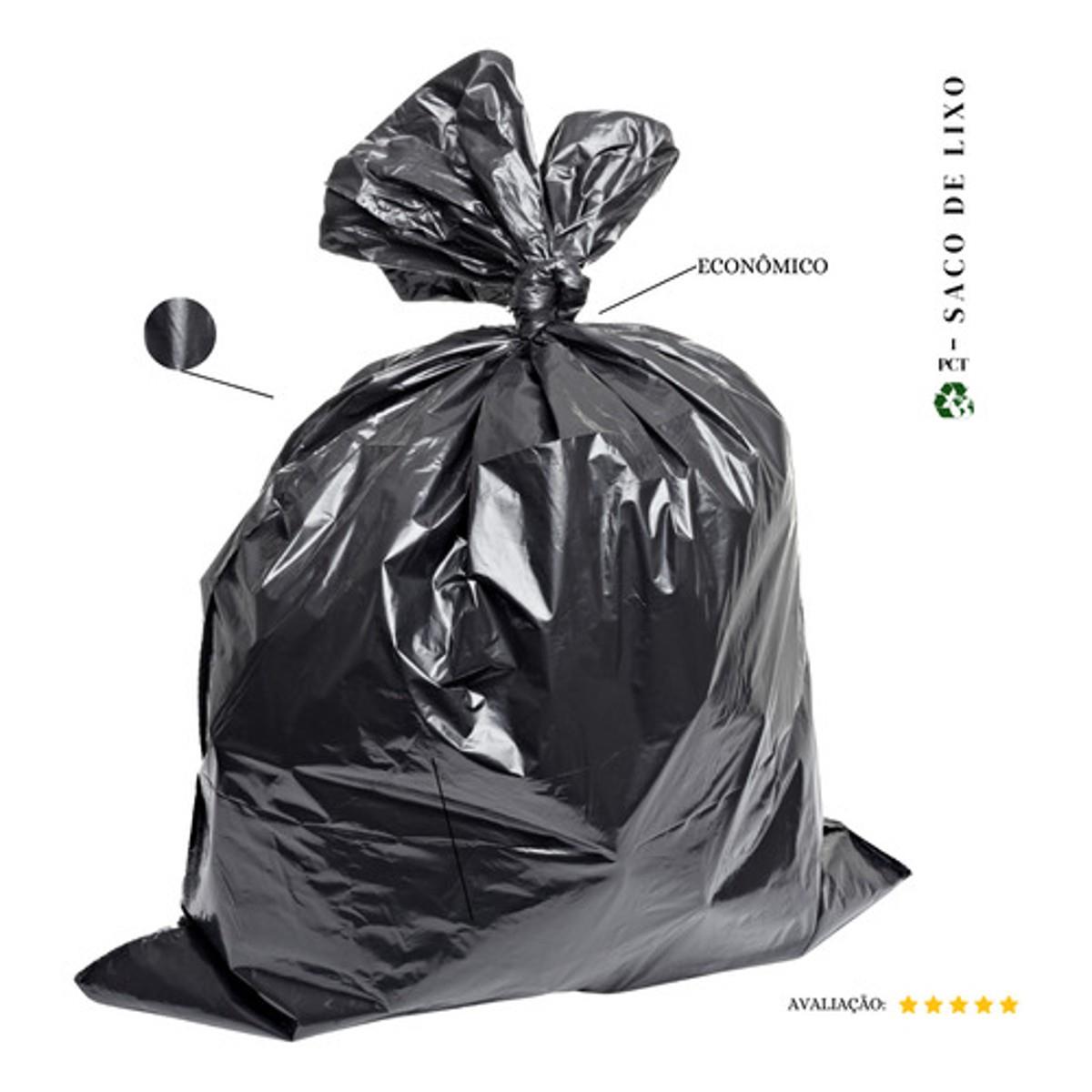 Saco De Lixo 50 Litros Economico Preto - 50 Unidades