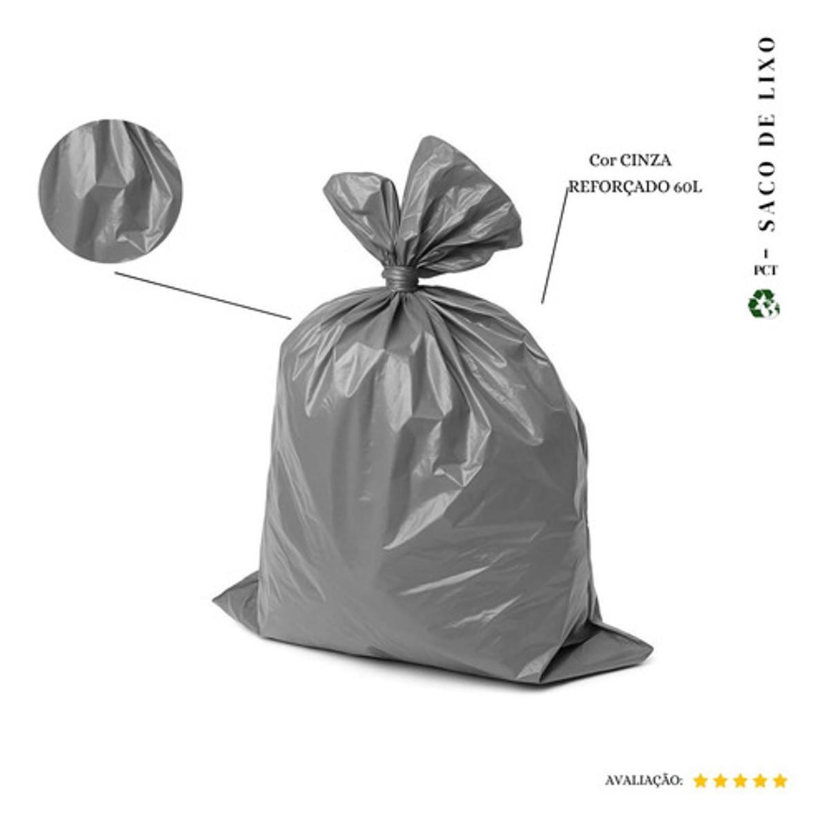 Saco De Lixo 60 L Reforçado Cinza 50 Und