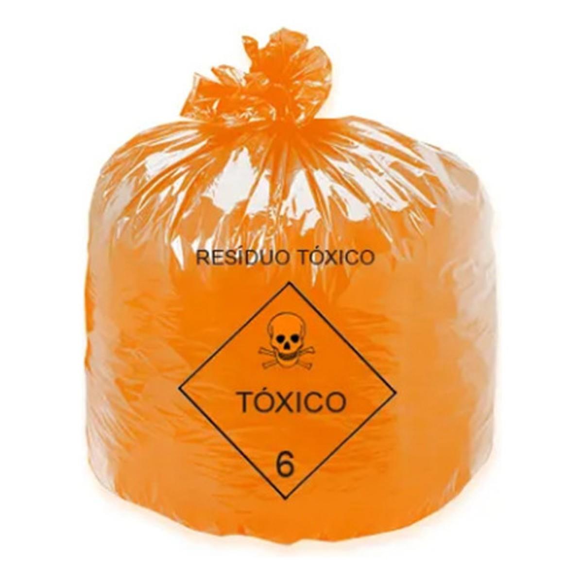 Sacos De Lixo Tóxico Laranja - 15 Litros - Pct C/ 100 Unid
