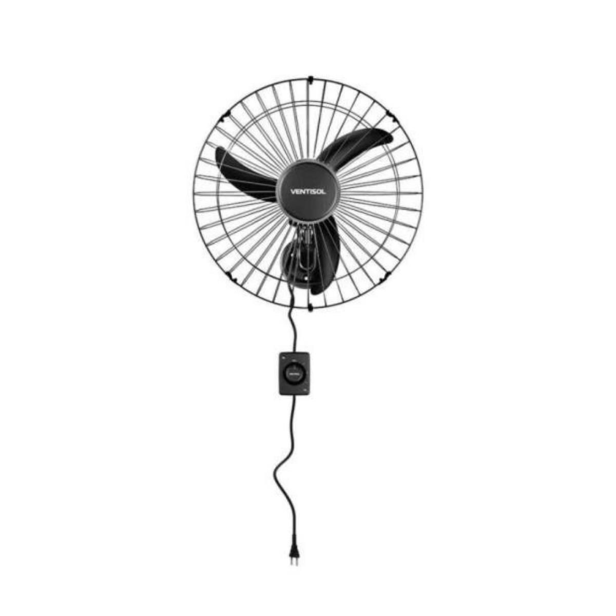 Ventilador de Parede Ventisol Oscilante 50cm Aço Preto Bivolt