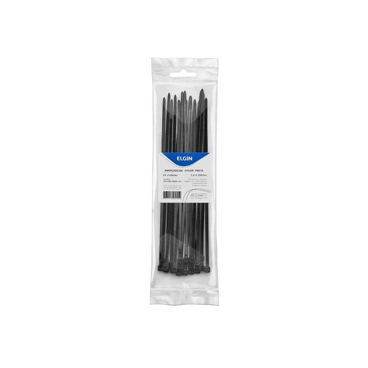 Abracadeira Nylon Pa66 Grd Preto Uv 4.8x300 P10 - 10 Unidades