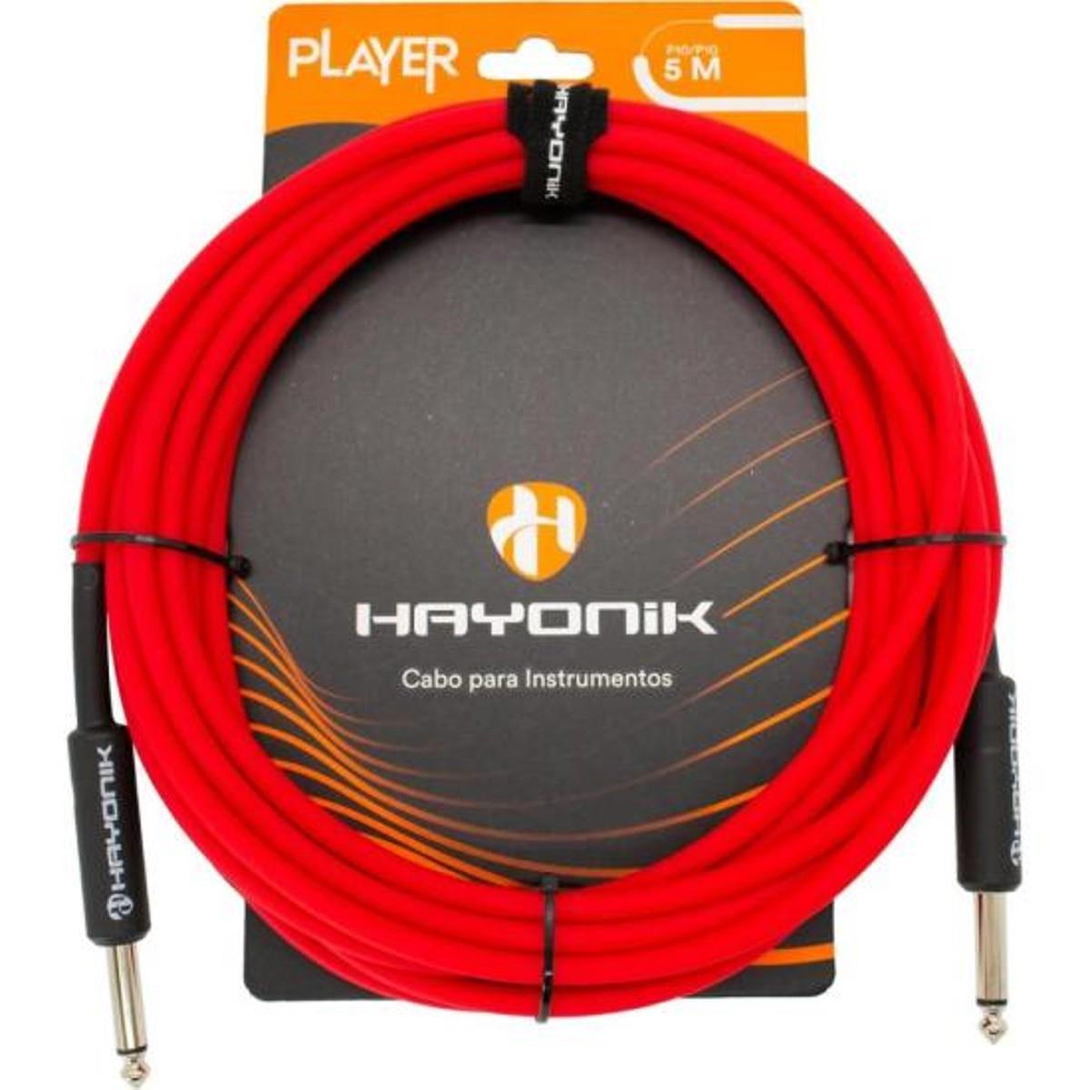 Cabo Para Instrumento Hayonik Player P10 x P10 5m Vermelho