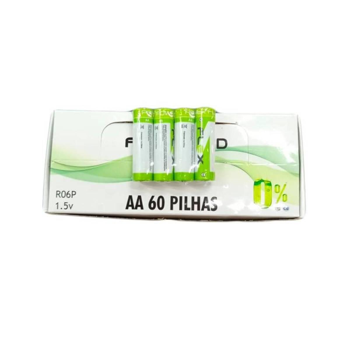 Caixa Com 60 Pilhas Aa Zinco Flex