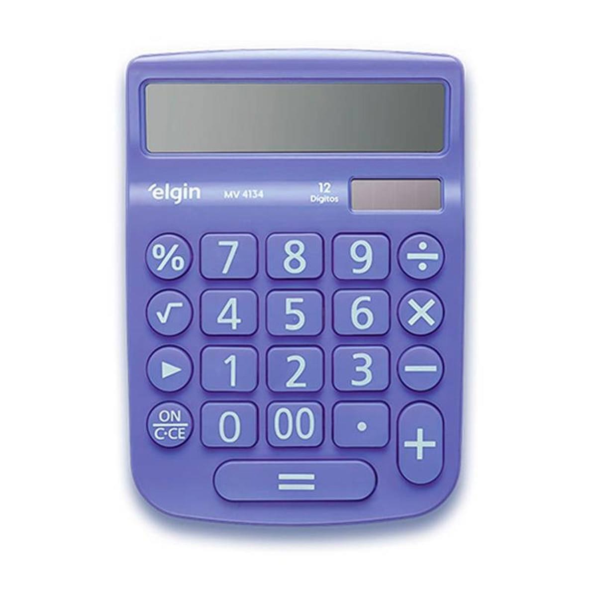 Calculadora Mesa Visor 12 Dig. Azul Mv-4134 Elgin