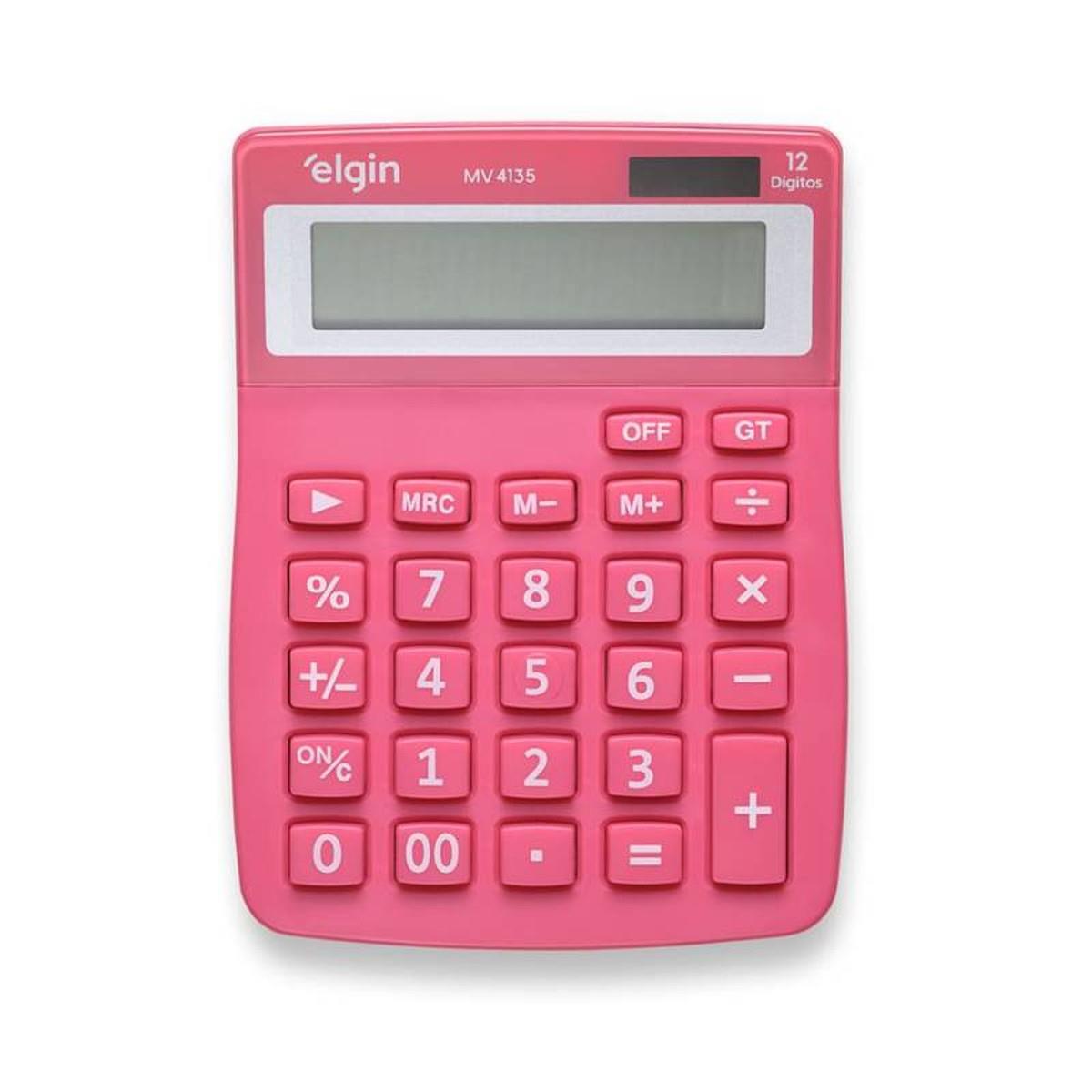 Calculadora Mesa Visor 12 Dig. Rosa Mv4135 Elgin