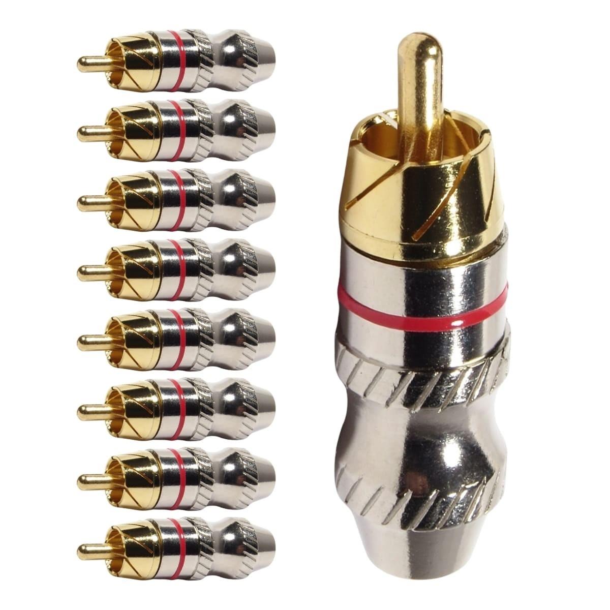 Conector Linha Rca Macho Metal Vermelho Storm 10 Un.
