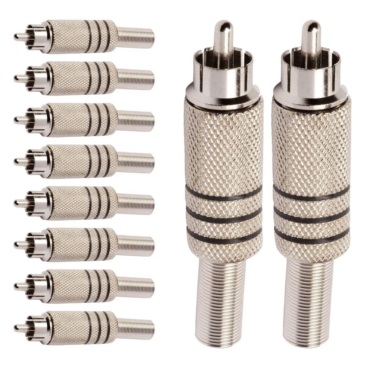 Conector Linha Rca Macho Metal Niquel Preto Storm 10 Un.