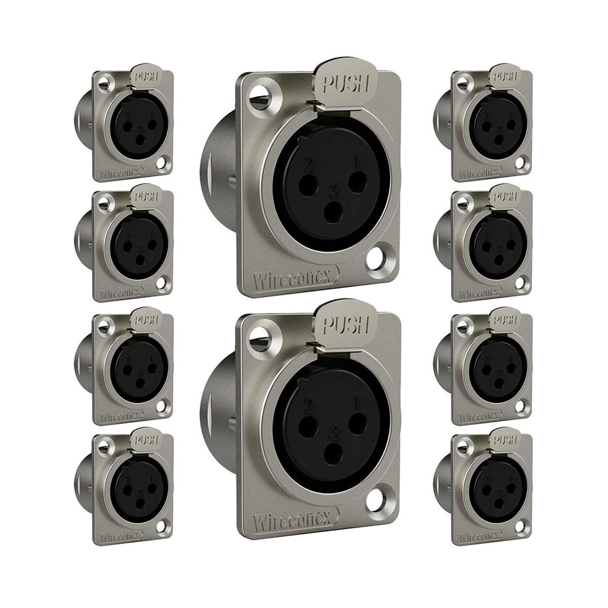Conector Xlr Femea Wc 1023 Fp Bk Ni 3p Painel Wireconex 10 Unidades
