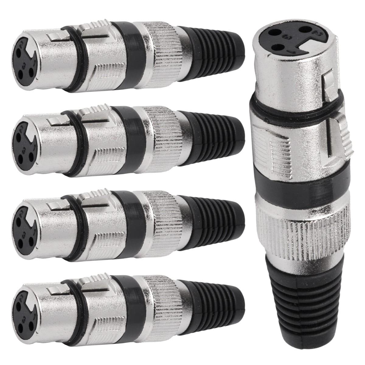 Conector Xlr Femea Linha Preto Metal Storm 05 Unidades