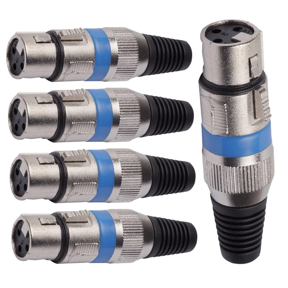 Conector Xlr Femea Linha Azul Metal Storm 05 Unidades