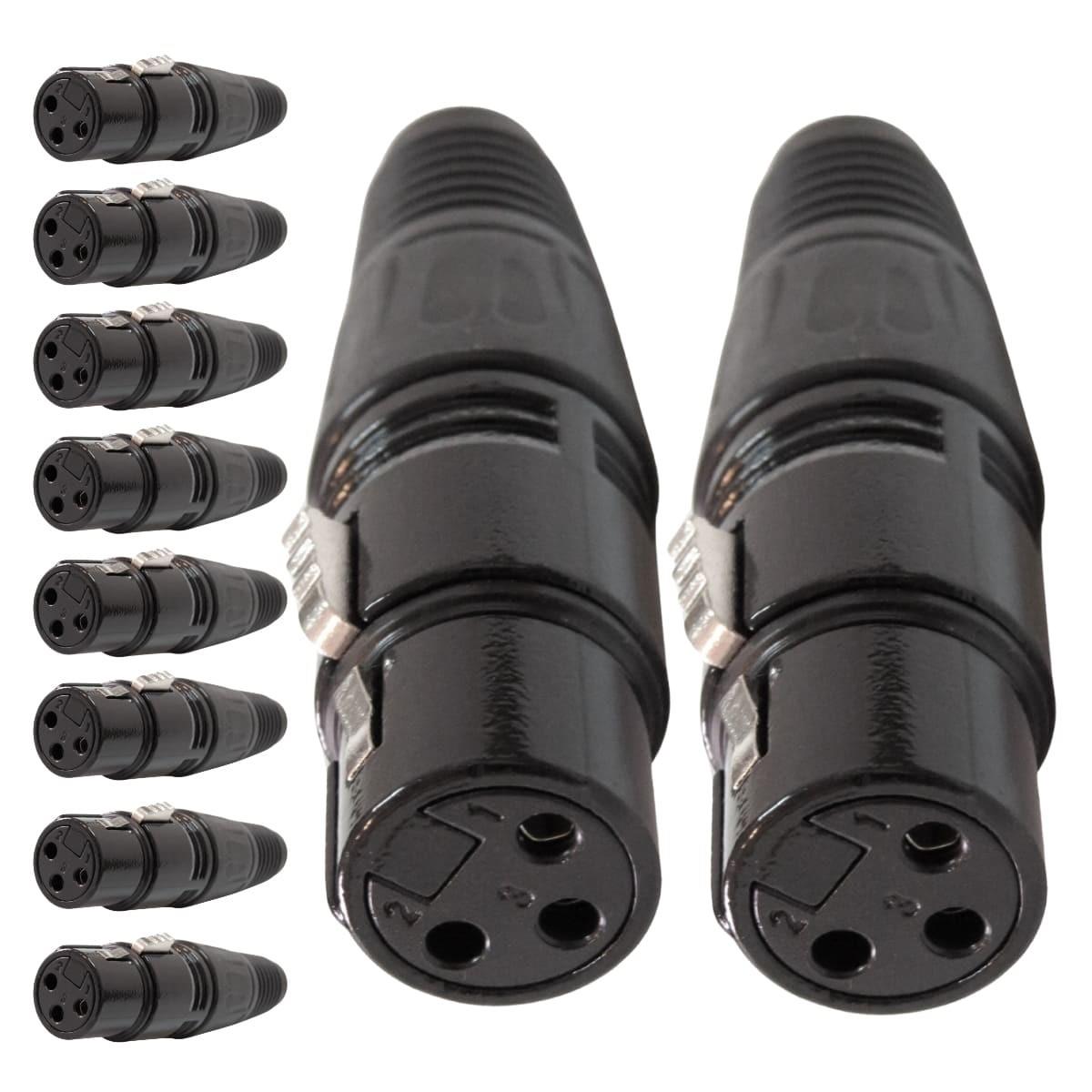 Conector Xlr Fema Linha Preto Metal Storm 10 Unidades