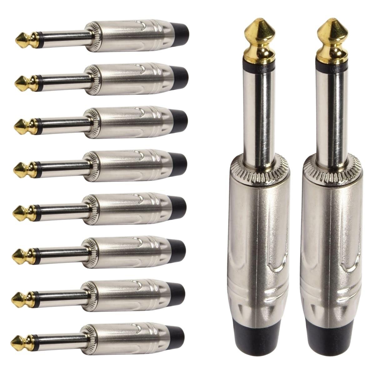 Conector P10 Macho Mono Metal Ponta Gold Storm 10 Unidades