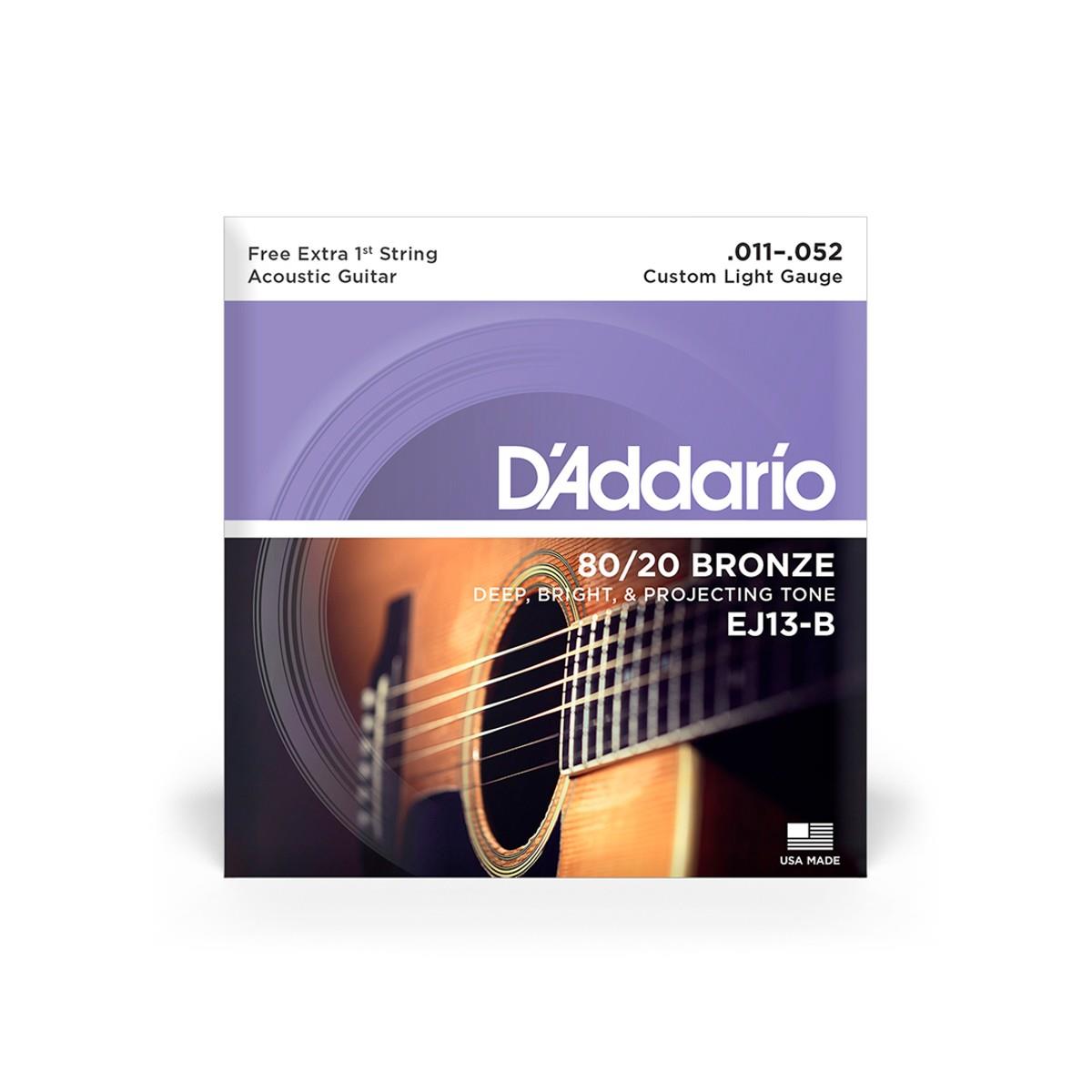 Cordas Para Violão Aço D Addario Bronze 80/20 Ej13-b+pl011 011