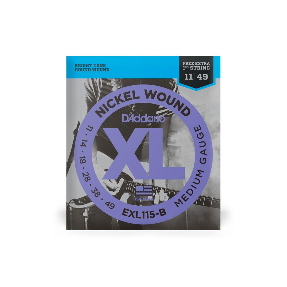 Cordas Para Guitarra D Addario Xl Nickel Wound Exl115-b .011-.049 Com Corda Extra Pl011