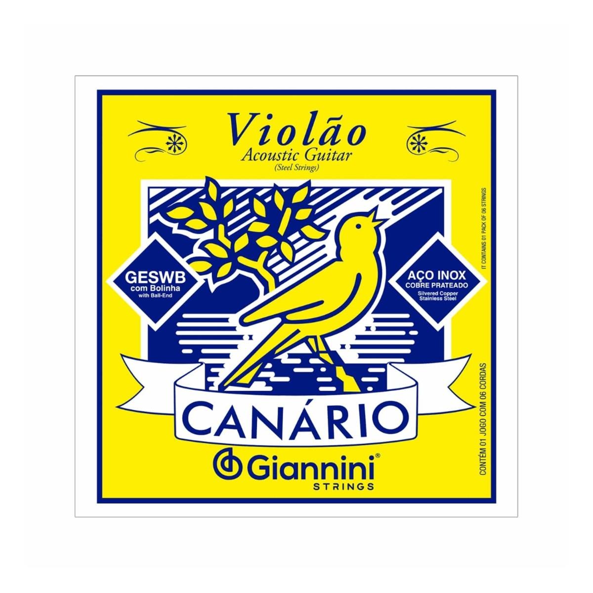 Encordoamento Giannini P/violão Canário Aço C/bolinha Geswb