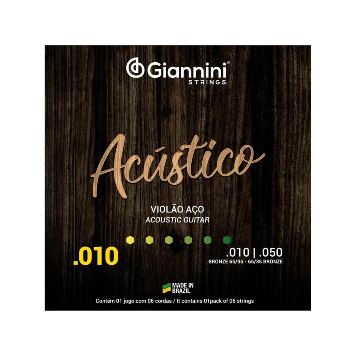 Encordoamento Giannini P/violão Aço Bronze 65/35 0.010