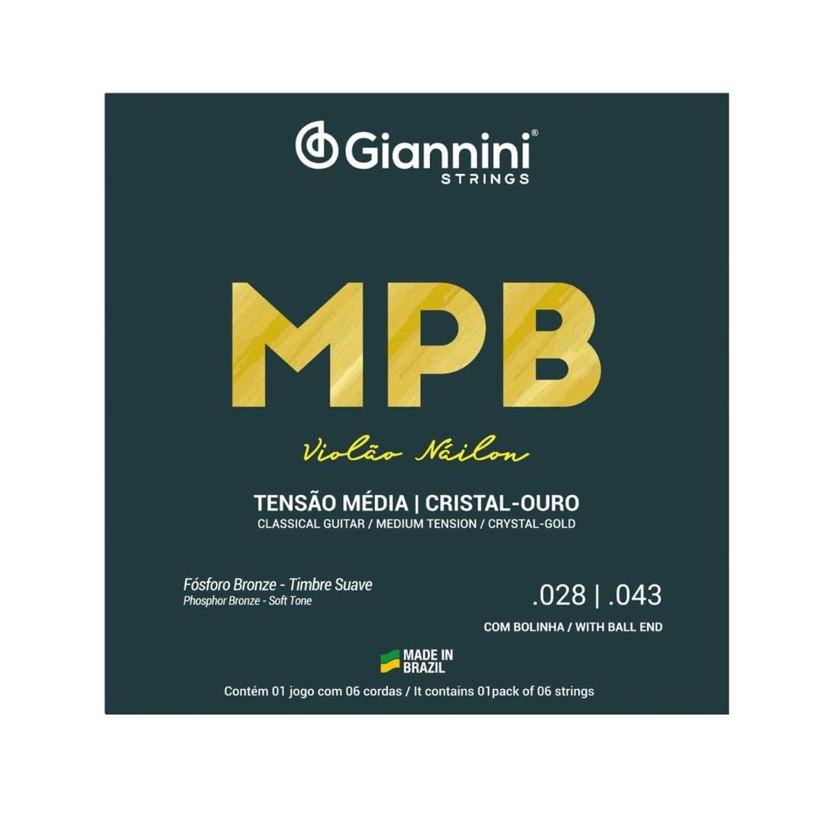 Encordoamento Giannini P/violão Nylon Cristal/ouro C/bolinha Genwg