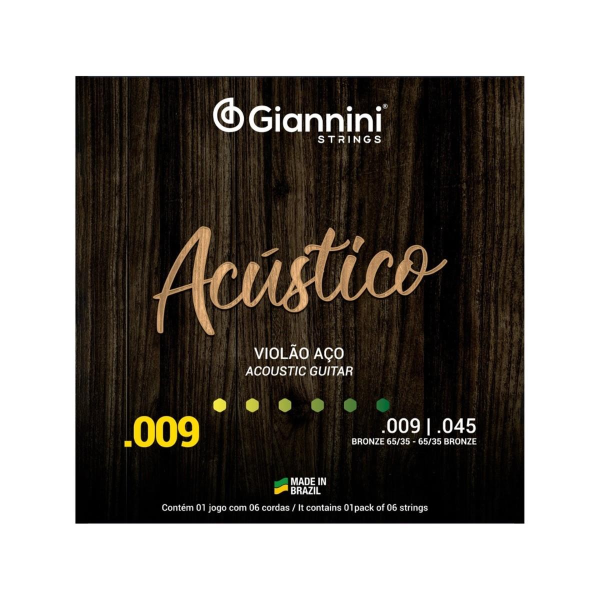 Encordoamento Giannini P/violão Aço Bronze 65/35 0.009