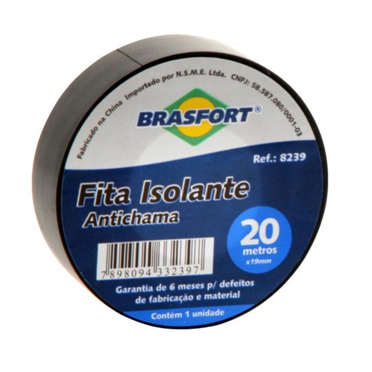 Fita Isolante Antichama Preta 19mm x 20m Brasfort - DEZ / 10